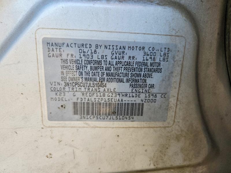 Продаж на аукціоні авто 2018 Nissan Kicks, vin: 3N1CP5CU7JL510454, номер лоту: 50452456