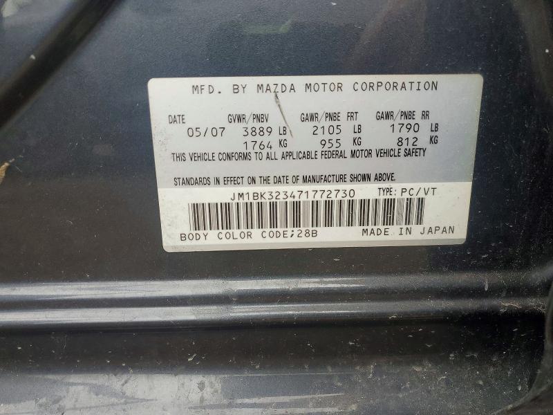 Aukcja sprzedaży 2007 Mazda 3, vin: JM1BK323471772730, numer aukcji: 47867696
