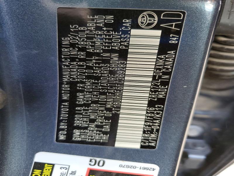 Aukcja sprzedaży 2015 Toyota Corolla, vin: 2T1BURHE6FC369283, numer aukcji: 48810716