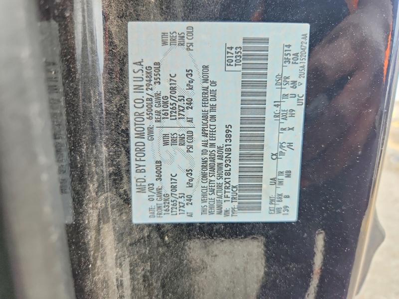 2003 Ford F150 მანქანა იყიდება აუქციონზე, vin: 1FTRX18L93NB13895, აუქციონის ნომერი: 49740436