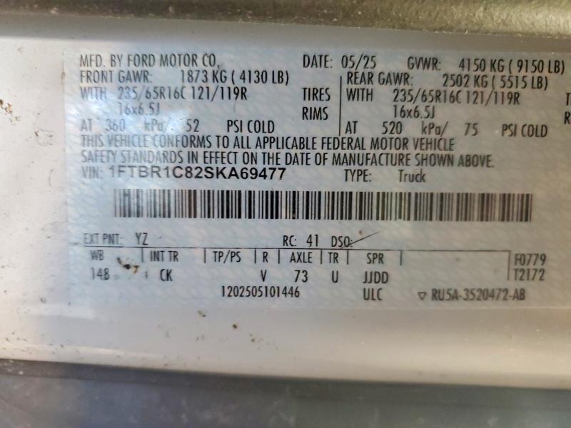 Продажа на аукционе авто 2025 Ford Transit, vin: 1FTBR1C82SKA69477, номер лота: 50217296