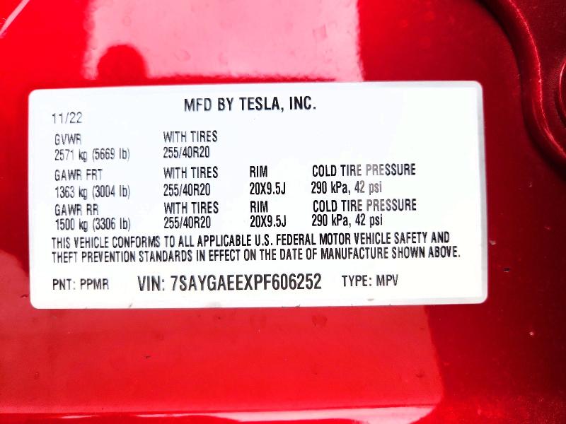 Продаж на аукціоні авто 2023 Tesla Model Y, vin: 7SAYGAEEXPF606252, номер лоту: 51301836