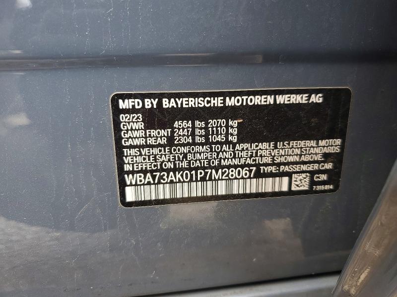 50184736 :رقم المزاد ، WBA73AK01P7M28067 vin ، 2023 Bmw 228xi مزاد بيع