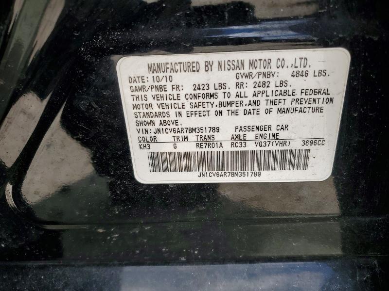 Aukcja sprzedaży 2011 Infiniti G37 Sedan, vin: JN1CV6AR7BM351789, numer aukcji: 48797036