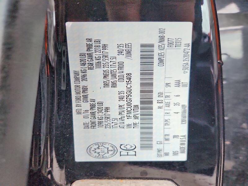 Aukcja sprzedaży 2016 Ford Escape, vin: 1FMCU0G75GUC15408, numer aukcji: 51807646