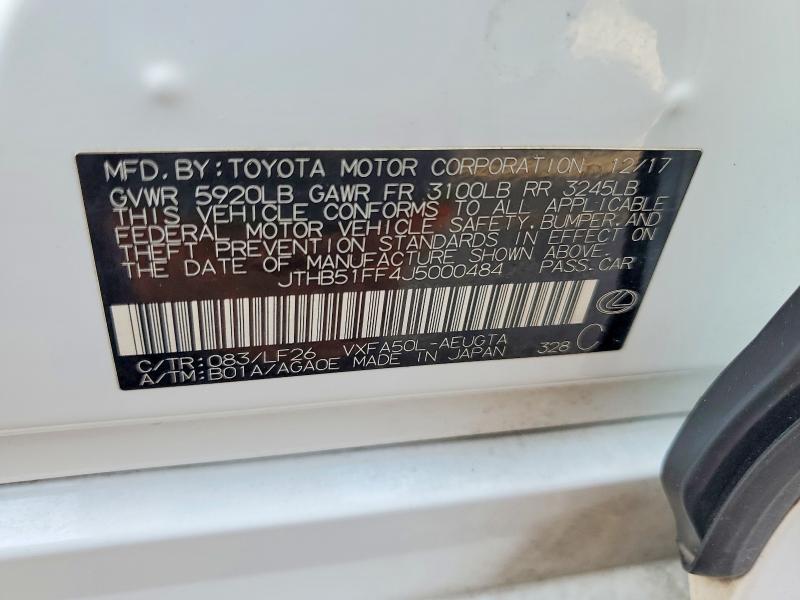 49425706 :رقم المزاد ، JTHB51FF4J5000484 vin ، 2018 Lexus Ls 500 مزاد بيع