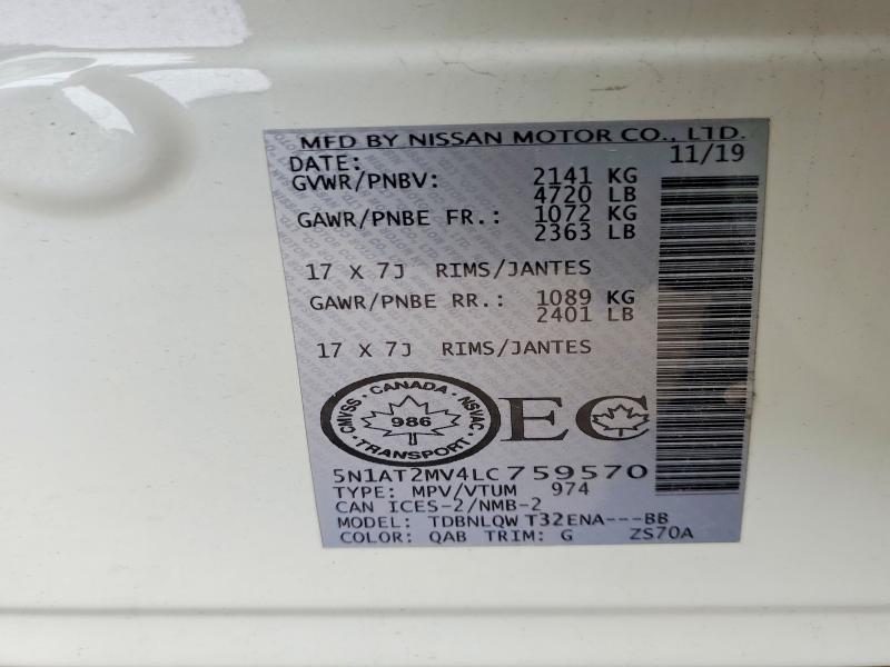 Продажа на аукционе авто 2020 Nissan Rogue, vin: 5N1AT2MV4LC759570, номер лота: 51115456