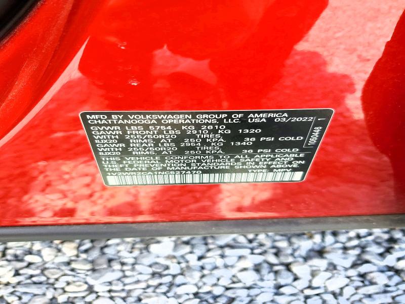 2022 Volkswagen Atlas მანქანა იყიდება აუქციონზე, vin: 1V2WR2CA1NC527470, აუქციონის ნომერი: 49410076