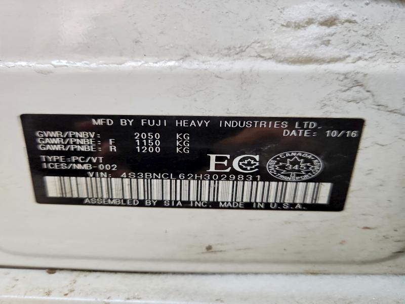 2017 Subaru Legacy მანქანა იყიდება აუქციონზე, vin: 4S3BNCL62H3029831, აუქციონის ნომერი: 49593146