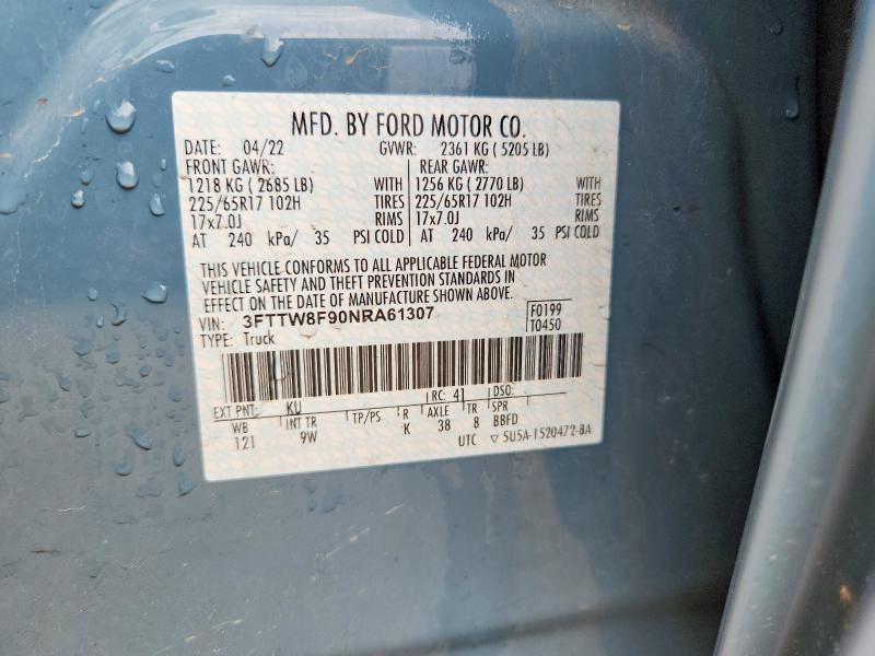 Продажа на аукционе авто 2022 Ford Maverick, vin: 3FTTW8F90NRA61307, номер лота: 50892036