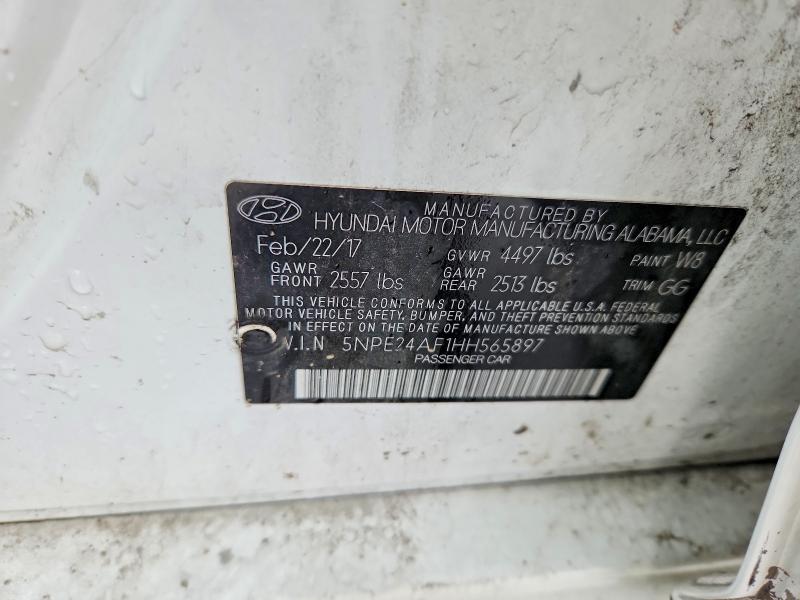 50151656 :رقم المزاد ، 5NPE24AF1HH565897 vin ، 2017 Hyundai Sonata مزاد بيع
