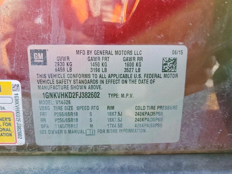 Продажа на аукционе авто 2015 Chevrolet Traverse, vin: 1GNKVHKD2FJ382602, номер лота: 49389486