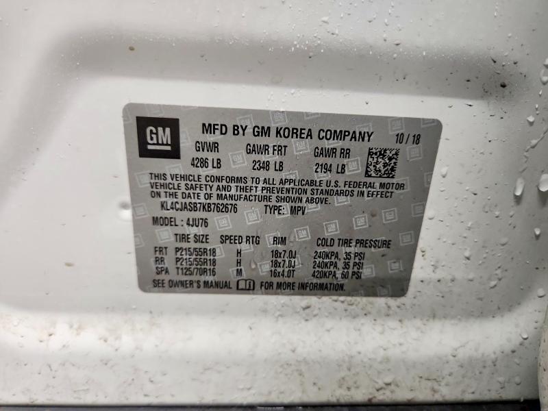 Aukcja sprzedaży 2019 Buick Encore, vin: KL4CJASB7KB762676, numer aukcji: 48304696