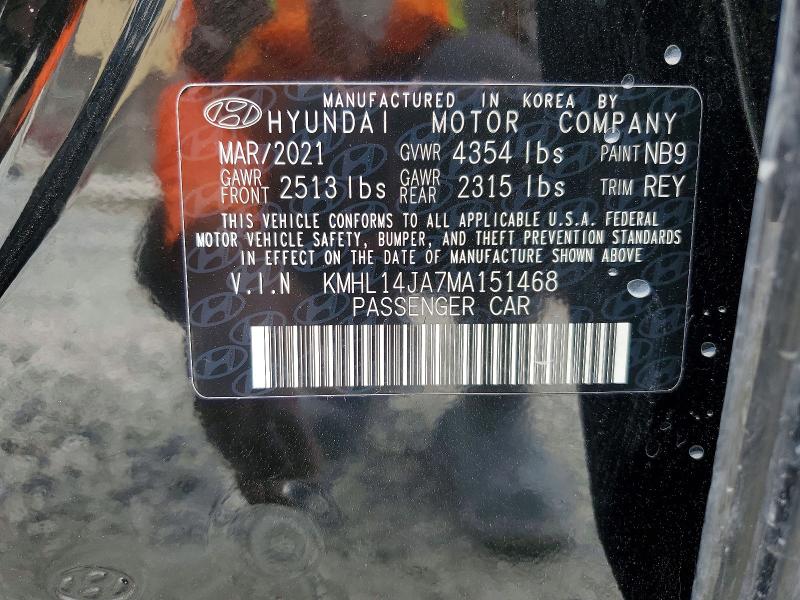 Auction sale of the 2021 Hyundai Sonata, vin: KMHL14JA7MA151468, lot number: 48197486