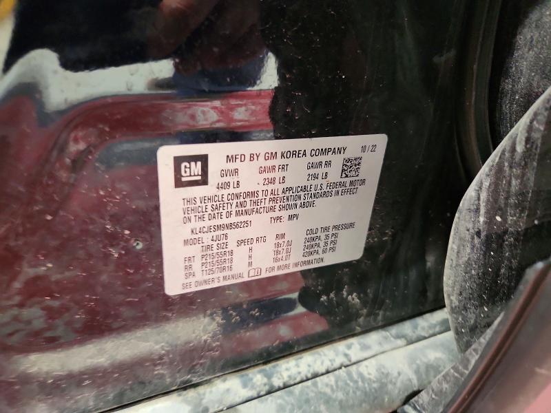 49771296 :رقم المزاد ، KL4CJESM9NB562251 vin ، 2022 Buick Encore مزاد بيع
