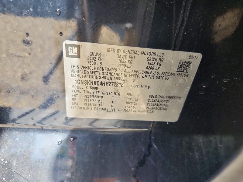 50261716 :رقم المزاد ، 1GNSKHKC4HR272218 vin ، 2017 Chevrolet Suburban مزاد بيع