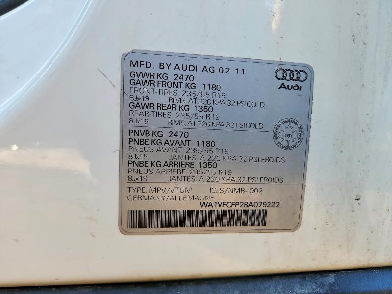 Auction sale of the 2011 Audi Q5, vin: WA1VFCFP2BA079222, lot number: 49176876