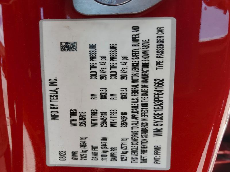 2023 Tesla Model 3 მანქანა იყიდება აუქციონზე, vin: 5YJ3E1EA3PF641662, აუქციონის ნომერი: 49921546