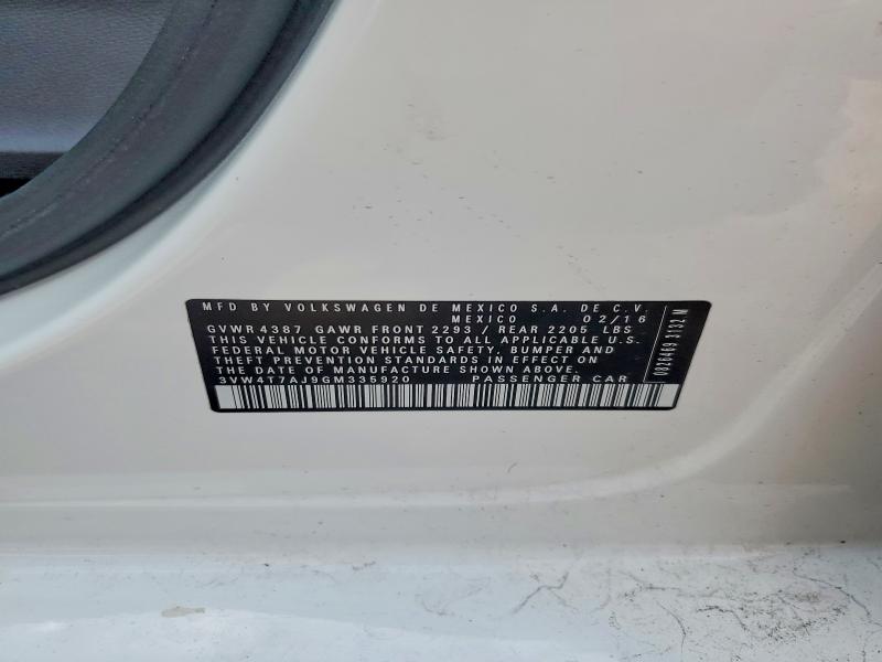50943226 :رقم المزاد ، 3VW4T7AJ9GM335920 vin ، 2016 Volkswagen Jetta مزاد بيع