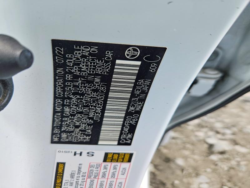 48506836 :رقم المزاد ، JTDEAMDE6N3012871 vin ، 2022 Toyota Corolla Hybrid مزاد بيع