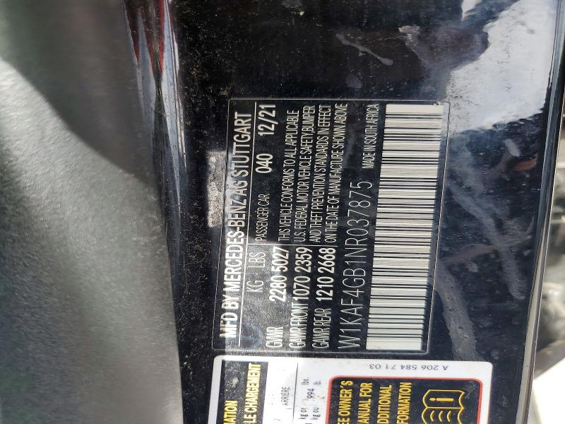 Продажа на аукционе авто 2022 Mercedes-benz C, vin: W1KAF4GB1NR037875, номер лота: 50255536