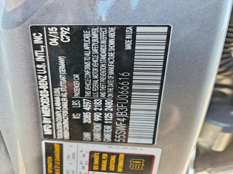 Aukcja sprzedaży 2015 Mercedes-benz C, vin: 55SWF4JB3FU066616, numer aukcji: 49925806