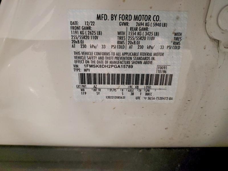 50460696 :رقم المزاد ، 1FMSK8DH2PGA15789 vin ، 2023 Ford Explorer مزاد بيع