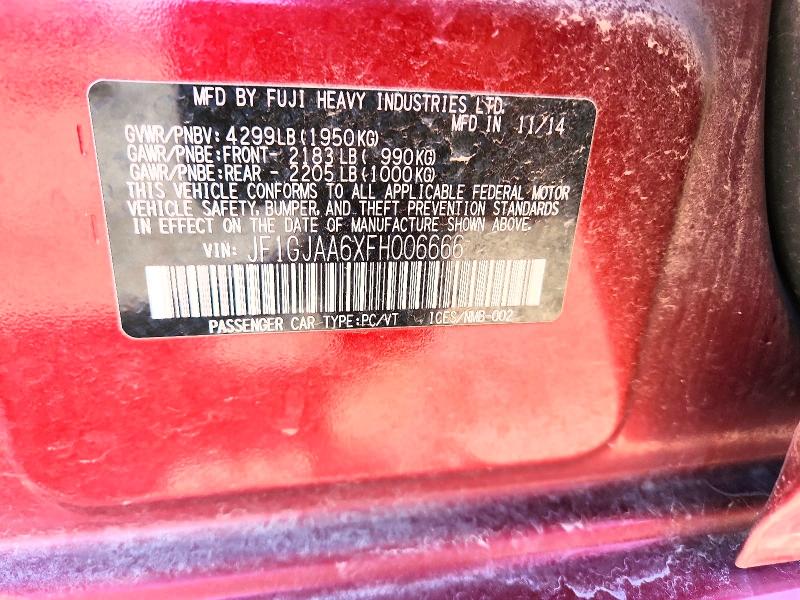 Продажа на аукционе авто 2015 Subaru Impreza, vin: JF1GJAA6XFH006666, номер лота: 50129246