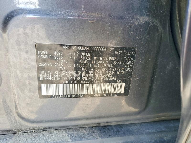 2018 Subaru Outback მანქანა იყიდება აუქციონზე, vin: 4S4BSADC4J3263245, აუქციონის ნომერი: 50073496