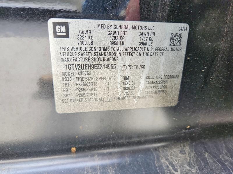 Aukcja sprzedaży 2014 Gmc Sierra, vin: 1GTV2UEH9EZ314965, numer aukcji: 51035816
