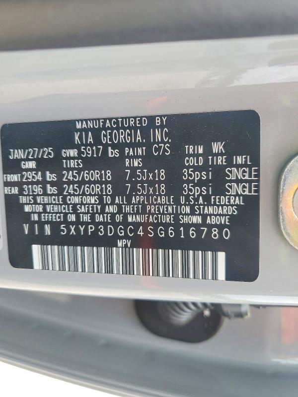 51302986 :رقم المزاد ، 5XYP3DGC4SG616780 vin ، 2025 Kia Telluride مزاد بيع
