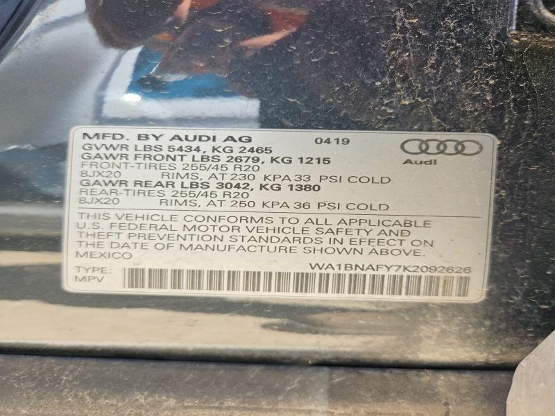 Aukcja sprzedaży 2019 Audi Q5, vin: WA1BNAFY7K2092626, numer aukcji: 48505876