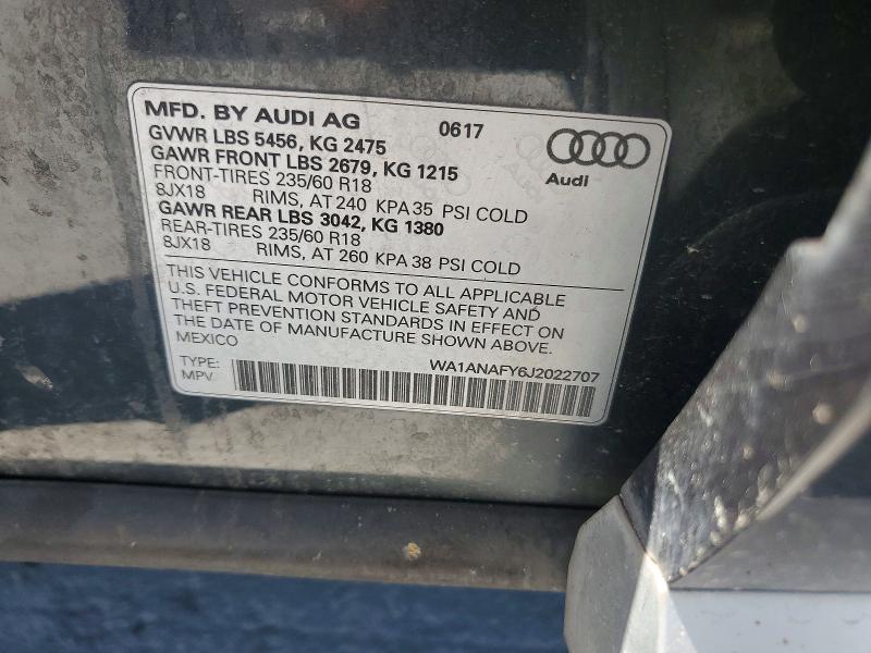 50855736 :رقم المزاد ، WA1ANAFY6J2022707 vin ، 2018 Audi Q5 مزاد بيع