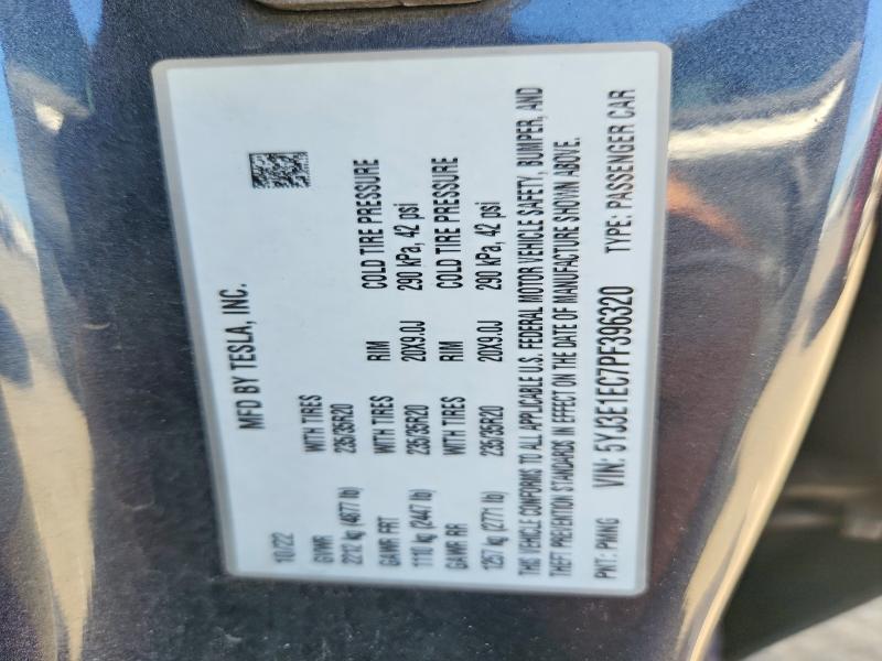48940566 :رقم المزاد ، 5YJ3E1EC7PF396320 vin ، 2023 Tesla Model 3 مزاد بيع