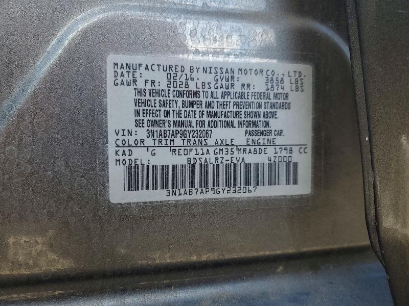 Aukcja sprzedaży 2016 Nissan Sentra, vin: 3N1AB7AP9GY232067, numer aukcji: 48962126
