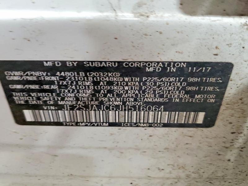 Aukcja sprzedaży 2018 Subaru Forester, vin: JF2SJAJC6JH516064, numer aukcji: 48256526