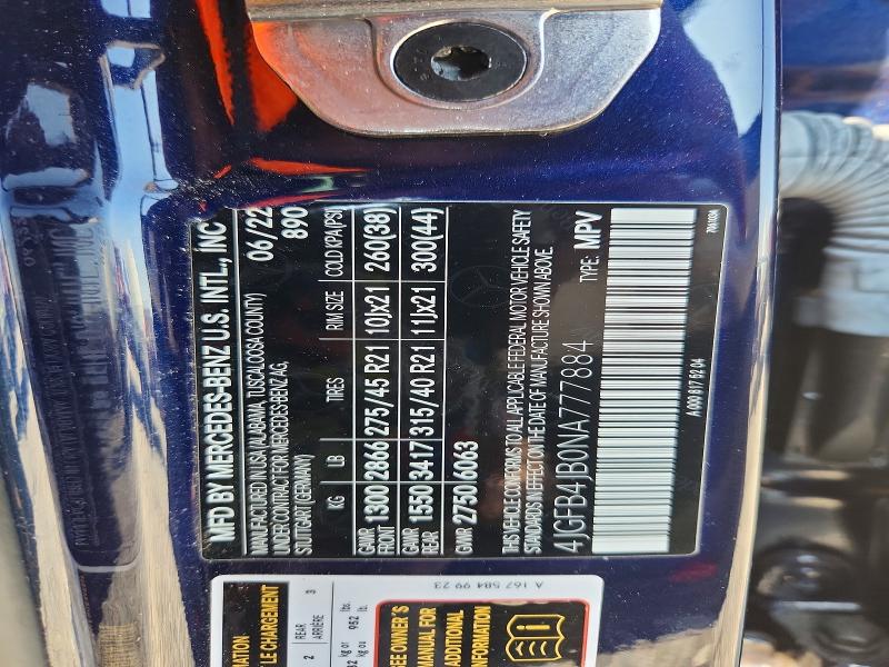 Aukcja sprzedaży 2022 Mercedes-benz Gle, vin: 4JGFB4JB0NA777884, numer aukcji: 50779186