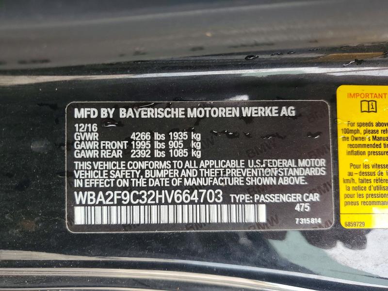 Aukcja sprzedaży 2017 Bmw 230i, vin: WBA2F9C32HV664703, numer aukcji: 51444296