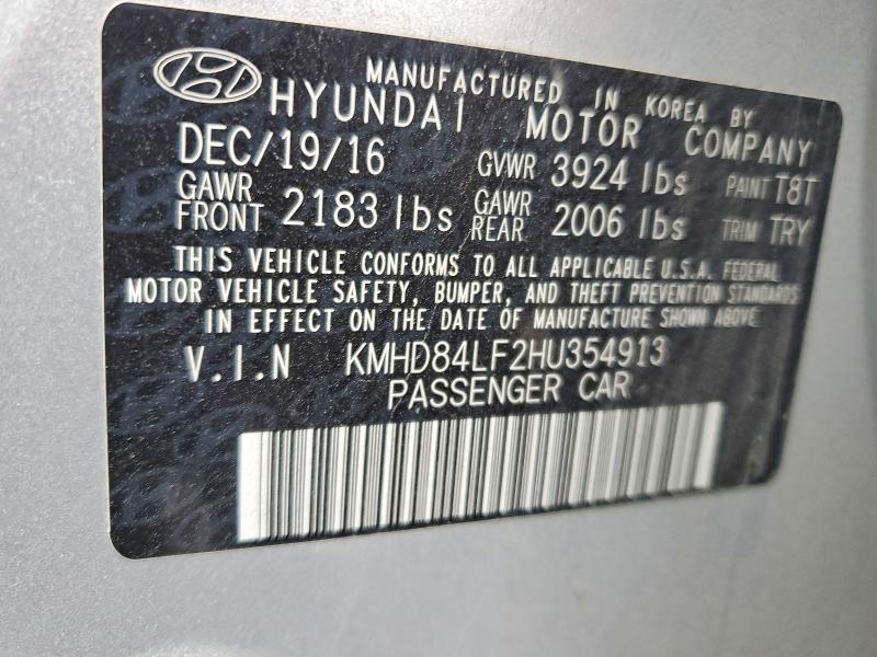 Aukcja sprzedaży 2017 Hyundai Elantra, vin: KMHD84LF2HU354913, numer aukcji: 48429816