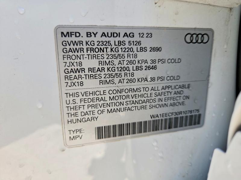 51199366 :رقم المزاد ، WA1EECF30R1078175 vin ، 2024 Audi Q3 مزاد بيع