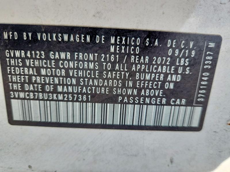 Aukcja sprzedaży 2019 Volkswagen Jetta, vin: 3VWCB7BU3KM257361, numer aukcji: 51442516