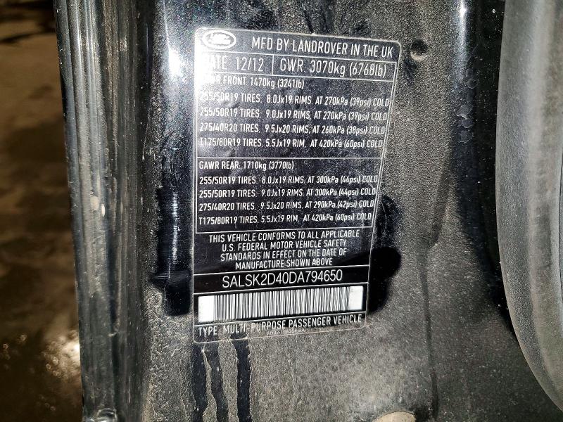 Aukcja sprzedaży 2013 Land Rover Range Rover Sport, vin: SALSK2D40DA794650, numer aukcji: 49378106