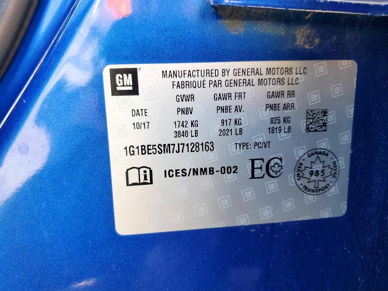 Продаж на аукціоні авто 2018 Chevrolet Cruze, vin: 1G1BE5SM7J7128163, номер лоту: 50792526
