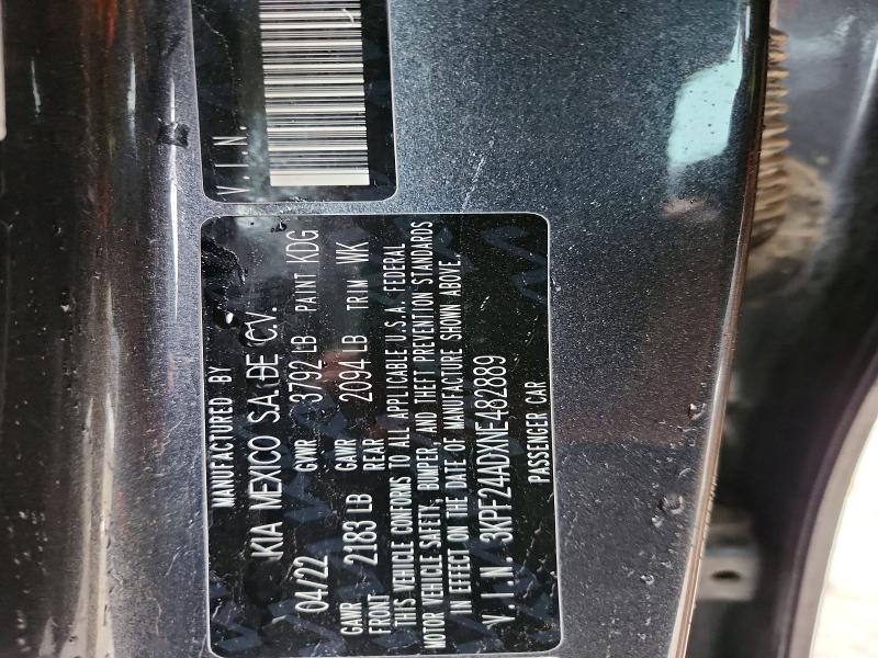 46152816 :رقم المزاد ، 3KPF24ADXNE482889 vin ، 2022 Kia Forte مزاد بيع