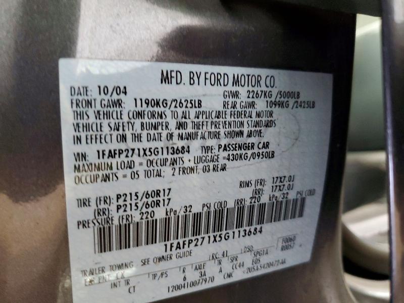 Продажа на аукционе авто 2005 Ford Five Hundred, vin: 1FAFP271X5G113684, номер лота: 49428486