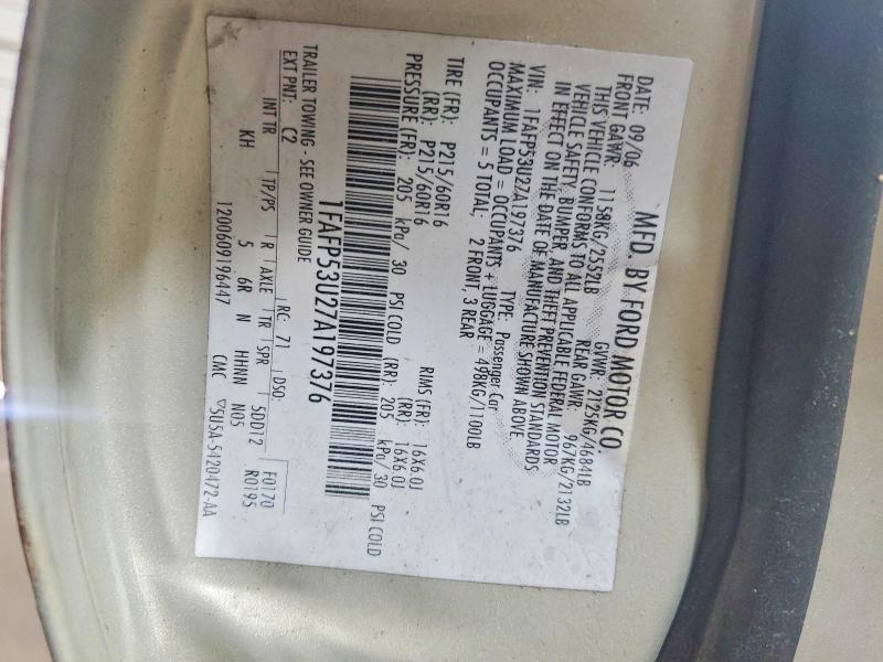 Продаж на аукціоні авто 2007 Ford Taurus, vin: 1FAFP53U27A197376, номер лоту: 50626156
