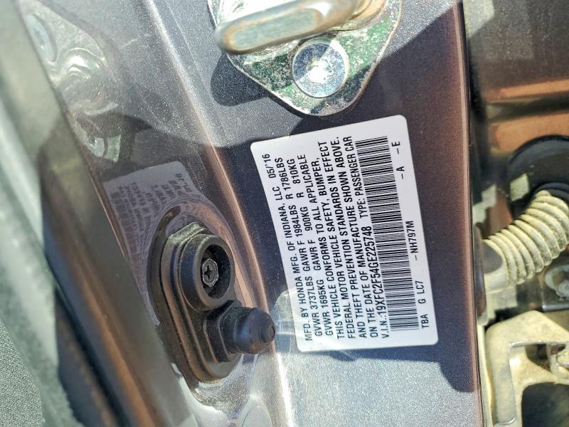 Aukcja sprzedaży 2016 Honda Civic, vin: 19XFC2F54GE225748, numer aukcji: 50710806