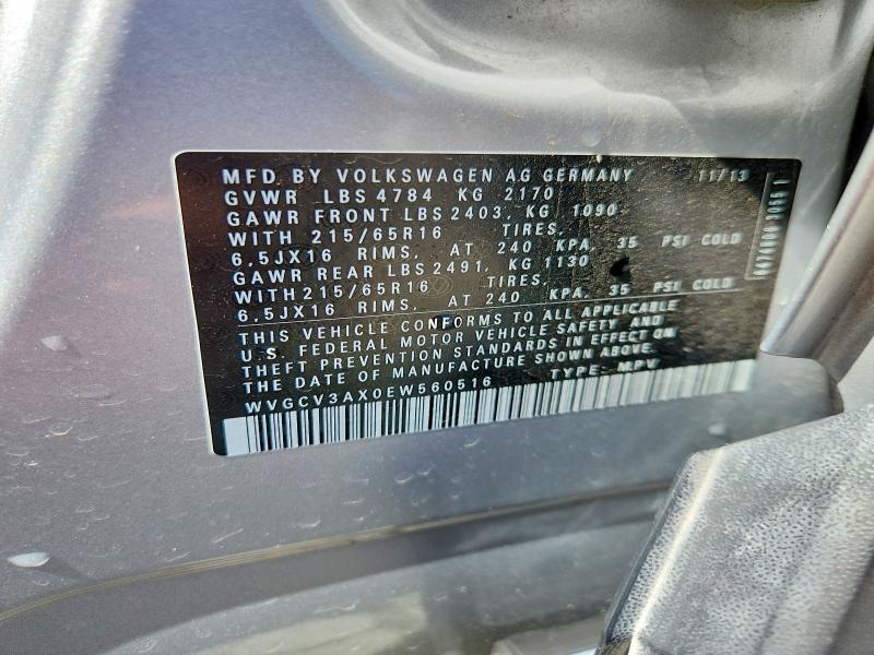 Продаж на аукціоні авто 2014 Volkswagen Tiguan, vin: WVGCV3AX0EW560516, номер лоту: 48662906