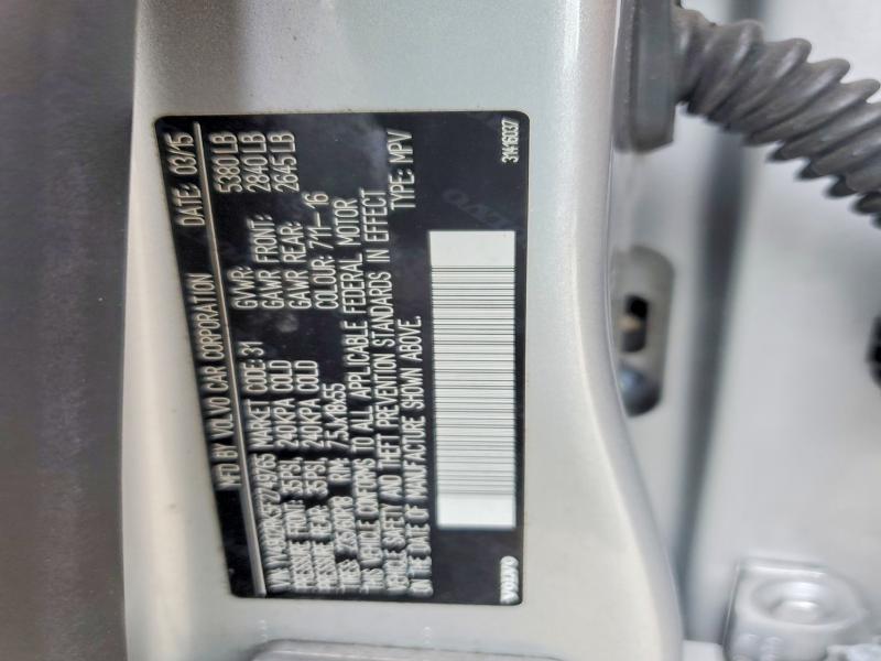 50561846 :رقم المزاد ، YV4902RK5F2749765 vin ، 2015 Volvo Xc60 مزاد بيع
