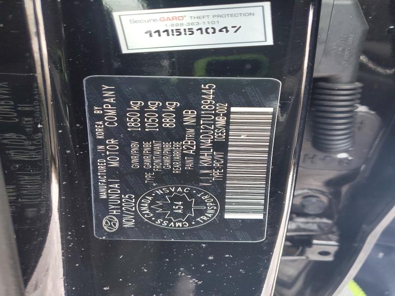 2026 Hyundai Elantra Hybrid მანქანა იყიდება აუქციონზე, vin: KMHLN4DJ2TU189445, აუქციონის ნომერი: 47410646